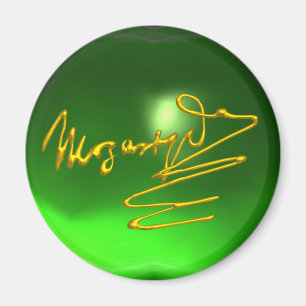 HOMAGE TO MOZART 3D Gold Signature Composer Green Magnet