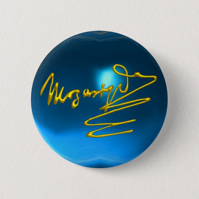 HOMAGE TO MOZART, blauer Saphir Button (Vorderseite)