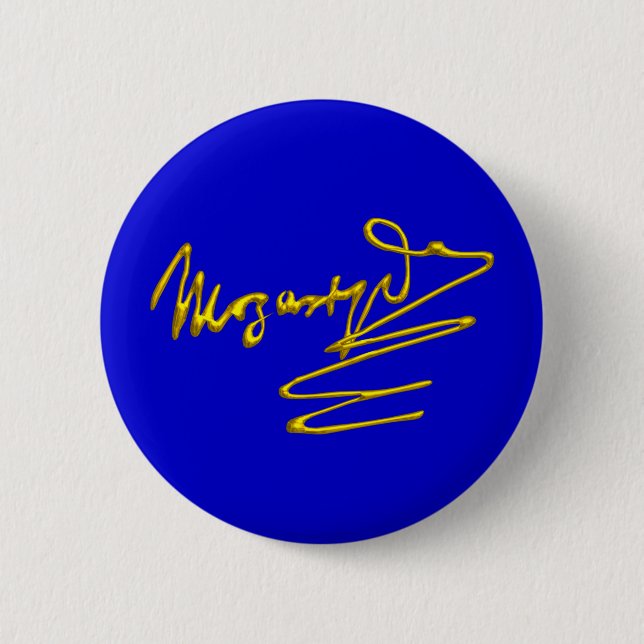 HOMAGE TO MOZART Gold Signature of Composer Blue Button (Vorderseite)