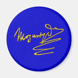 HOMAGE TO MOZART Gold Signature of Composer Blue Magnet