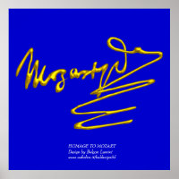 HOMAGE TO MOZART Gold Signature of Composer Blue