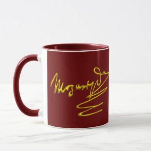 HOMAGE TO MOZART Gold Signature of Composer Red Tasse