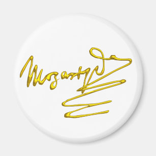 HOMAGE TO MOZART Gold Signature of Composer White Magnet
