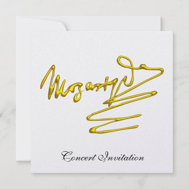 HOMAGE TO MOZART, GOLD SIGNATURE WHITE CONCERT EINLADUNG (Vorderseite)