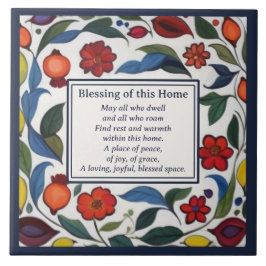 Home Blessing Sign Plaque Floral Pomegranates Fliese