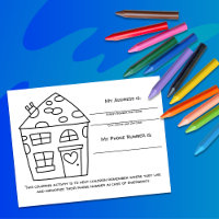 Home Color Emergency Info für Kids Activity Card