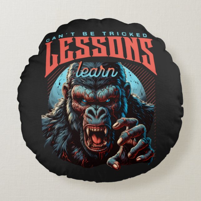 Home Decor Wise Gorilla Lessons Learn Pillow  Rundes Kissen (Vorderseite)