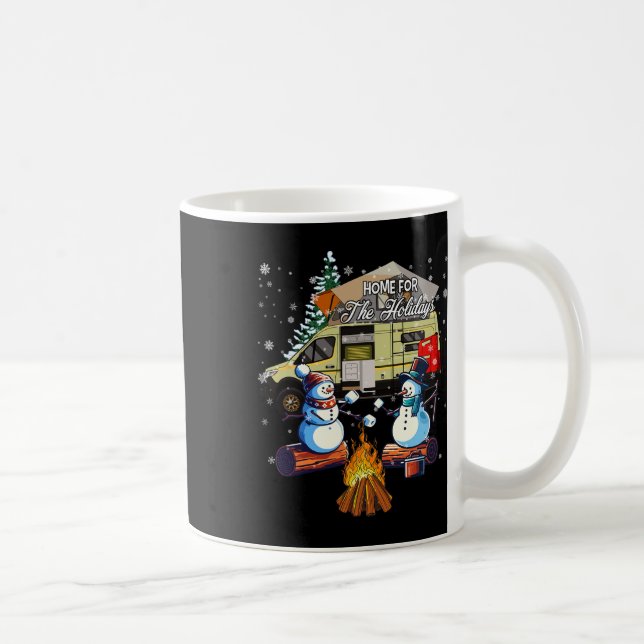 Home For The Christmas Holidays Snowman Camping  Kaffeetasse (Rechts)