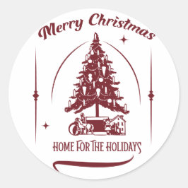 Home For the Holidays Vintage Design Runder Aufkleber