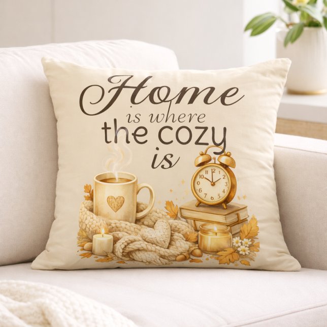Home Is Where Cozy Is Brown Oatmeal Cozy Kissen (Von Creator hochgeladen)