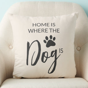 Home Is Where The Dog Is Beige Zierkissen