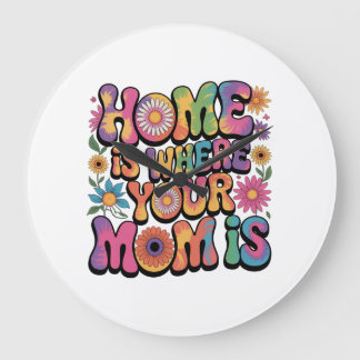 Home Is Where Your Mom Is Große Wanduhr