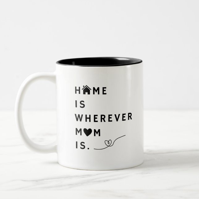 Home Is Wherever Mom Is – Gift For Mom Zweifarbige Tasse (Links)