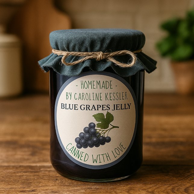 Home Made Blue Grape Jelly Canning Label Sheet Runder Aufkleber (Von Creator hochgeladen)