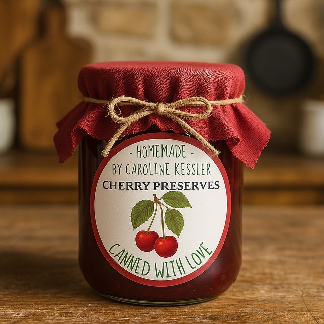 Home Made Cherry Preserves Canning Label Sheet Runder Aufkleber (Von Creator hochgeladen)
