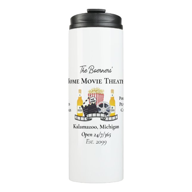 Home Movie Theater Popcorn Clapperboard Film Thermosbecher (Vorderseite)