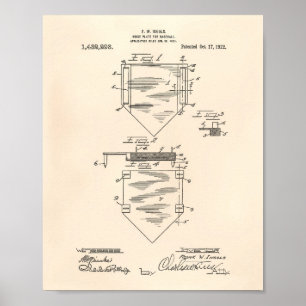 Home Plate Baseball 1922 Patentkunst Altes Papier Poster