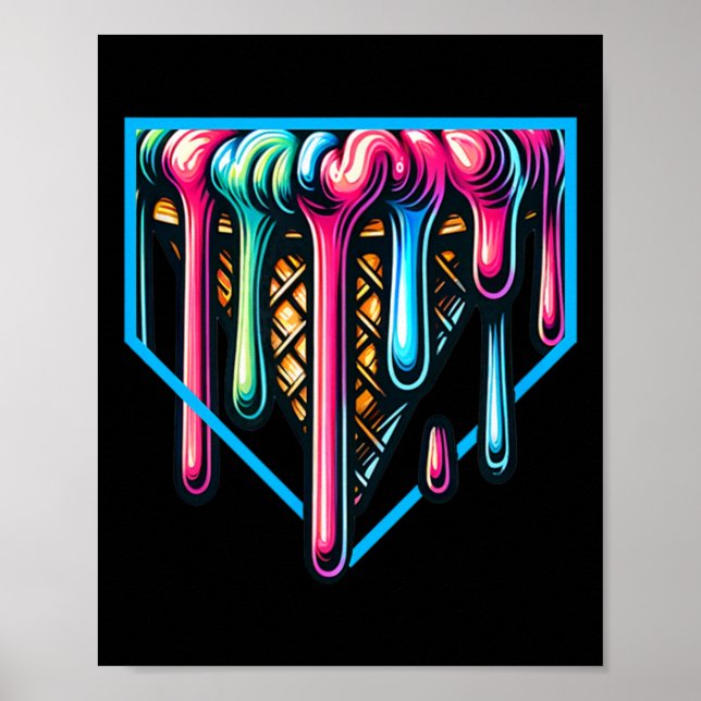 Home Plate Drip - Eiscreme Softll und verkaufen  Poster (Vorne)