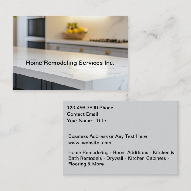 Home Remodeling Services Modern Kitchen Visitenkarte (Vorne/Hinten)