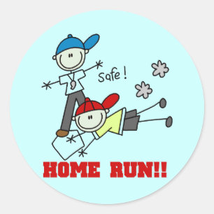 Home Run Jungen Baseball T-Shirts und Geschenke Runder Aufkleber