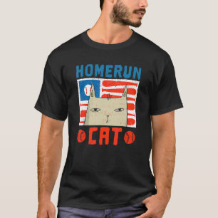 Home Run Katze Baseballschläger Ball Sport T-Shirt