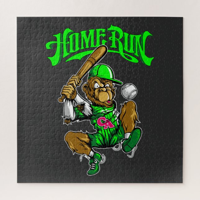 Home Run Monkey Baseball Puzzle (Vertikal)