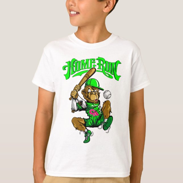 Home Run Monkey Baseball T-Shirt (Vorderseite)