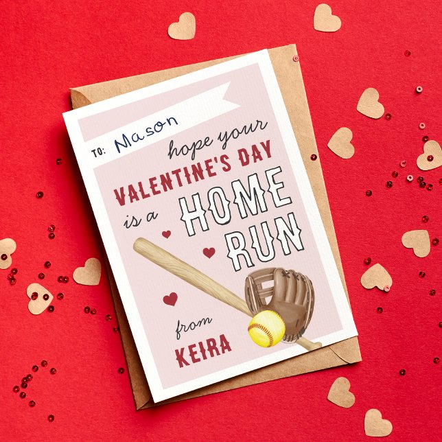 Home Run Softball Classroom Valentines Day Card Einladung (Von Creator hochgeladen)