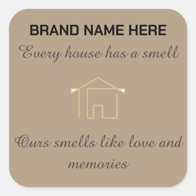 Home Scent Candle Label | Customize with Your Logo Quadratischer Aufkleber (Vorderseite)