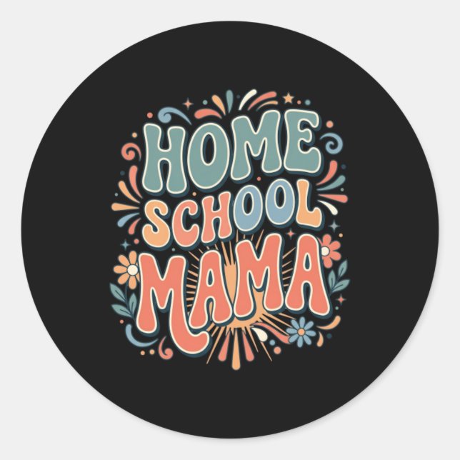Home School Mama Boho Regenbogen Mit Herz Runder Aufkleber (Vorderseite)