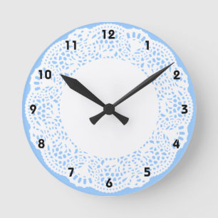 Home Sweet Home Doily Design (with numbers) Runde Wanduhr