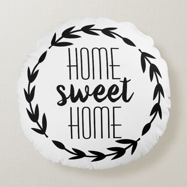 Home Sweet Home Farmhouse Pillow Rundes Kissen (Vorderseite)
