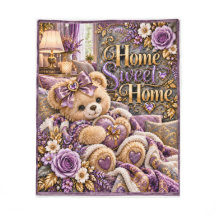 Home Sweet Home Lavendel-Teddybär-Fleece-Decke