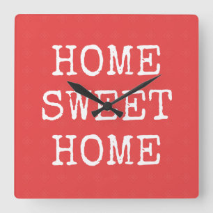 Home sweet home minimal design quadratische wanduhr
