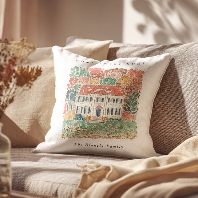 Home Sweet Home Thanksgiving Autumn Georgian House Kissen (Home Sweet Home Thanksgiving Autumn Georgian House Throw Pillow)