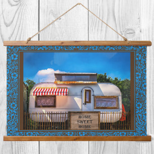 Home Sweet Home Vintage-Wohnwagen-Wanddekoration Wandteppich Mit Holzrahmen