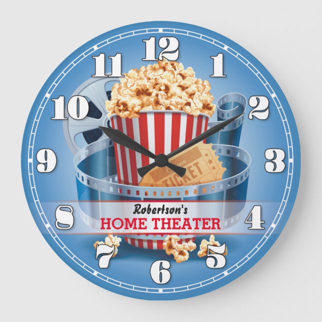 Home Theater Cinema Personalizable Wall Clock Große Wanduhr (Vorderseite)