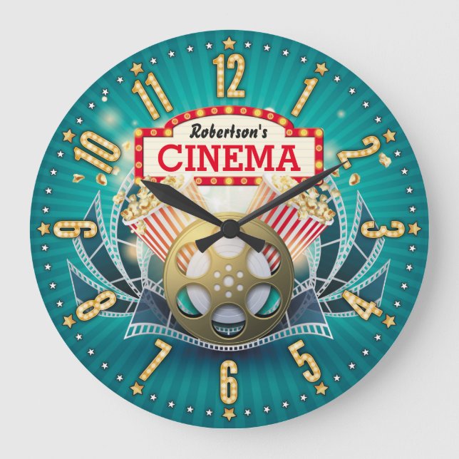 Home Theater Cinema Personalizable Wall Clock Große Wanduhr (Vorderseite)