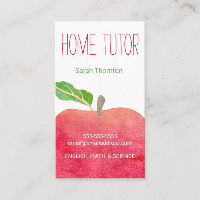Home Tutor Appointment Reminder Tutoring Terminkarte (Vorderseite)