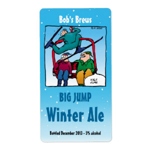 Homebrew Beer Labels mit Funny Ski Cartoon