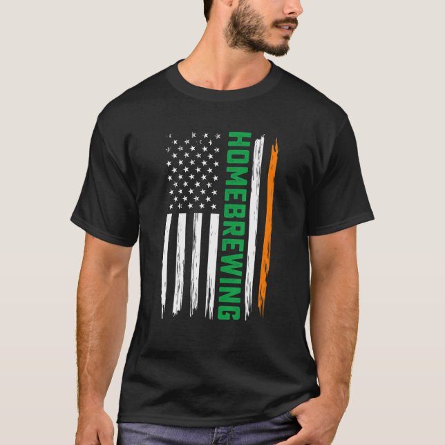 Homebrewing American Flag St Patrick's Day Men Wom T-Shirt (Vorderseite)