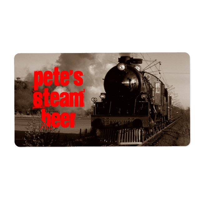 Homebrewing Beer Label Steam Beer Sepia Red Train (Vorne)