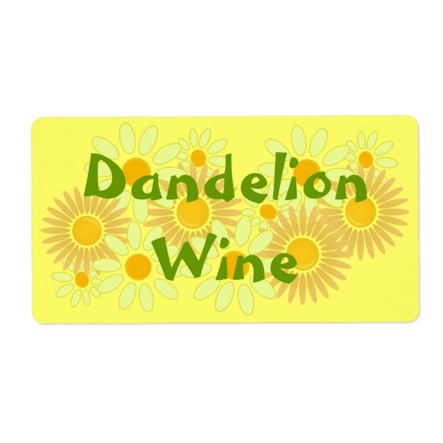 Homebrewing Homemade Dandelion Wine Labels Flasche (Vorne)