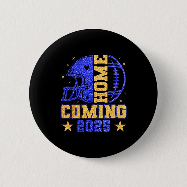 Homecoming 2025 Hoco Football Mama Girl Blue Gold  Button (Vorderseite)