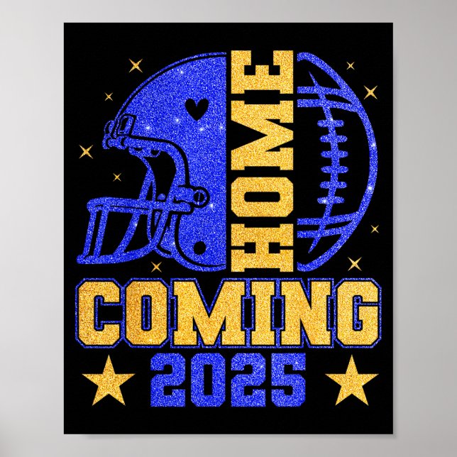 Homecoming 2025 Hoco Football Mama Girl Blue Gold  Poster (Vorne)