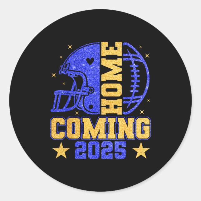 Homecoming 2025 Hoco Football Mama Girl Blue Gold  Runder Aufkleber (Vorderseite)