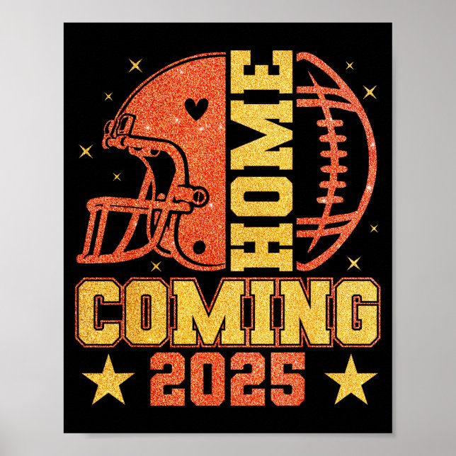 Homecoming 2025 Hoco Football Mama Girl Orange Gol Poster (Vorne)