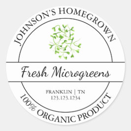 Homegrown Garden Fresh Bio Microgreens Label Runder Aufkleber
