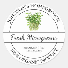 Homegrown Garden Fresh Bio Microgreens Label Runder Aufkleber