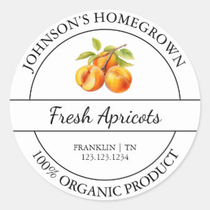 Homegrown Garden Frische Bio Aprikose Runder Aufkleber